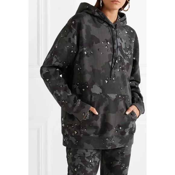 Kith Unisex Leigh Charcoal Camouflage Print Cotton Jersey Hoodie L - Picture 1 of 16
